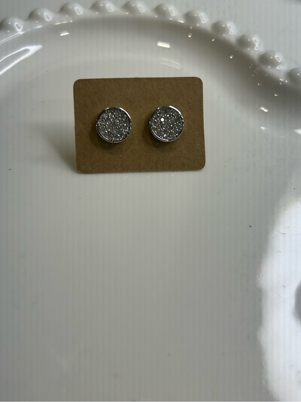 Silver Glitz Round Stud Earrings